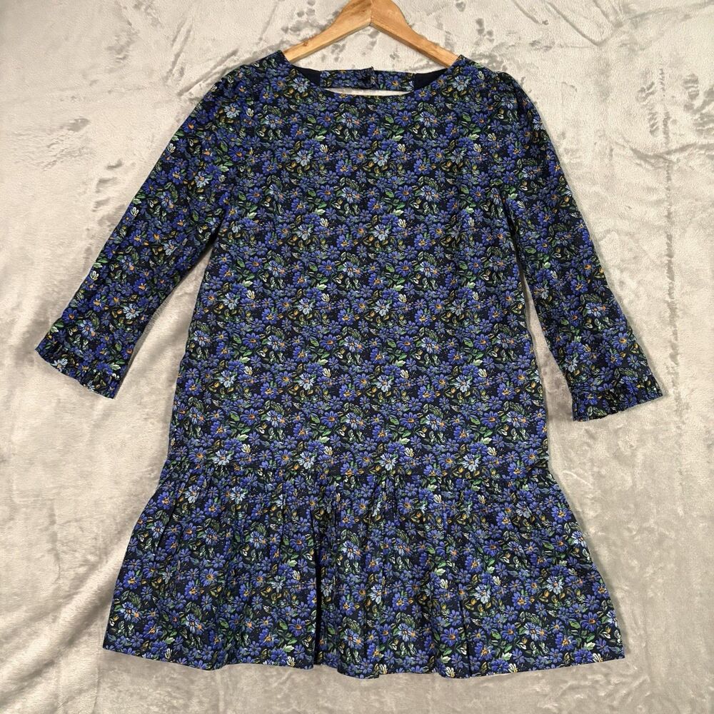 Free People The Avenue Mini Dress Blue Floral Ruffle Drop Waist S S/P Fairycore